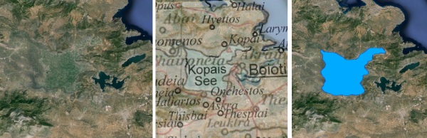 Kopais-See als Polygon-Overlay